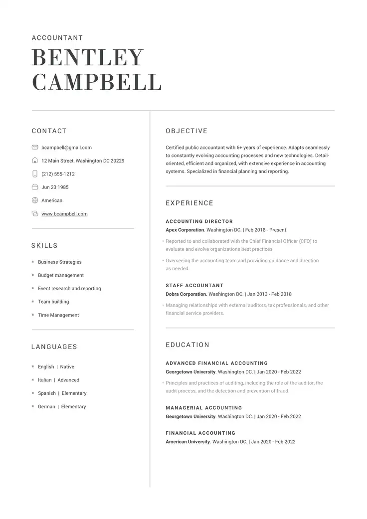 CV template Munich