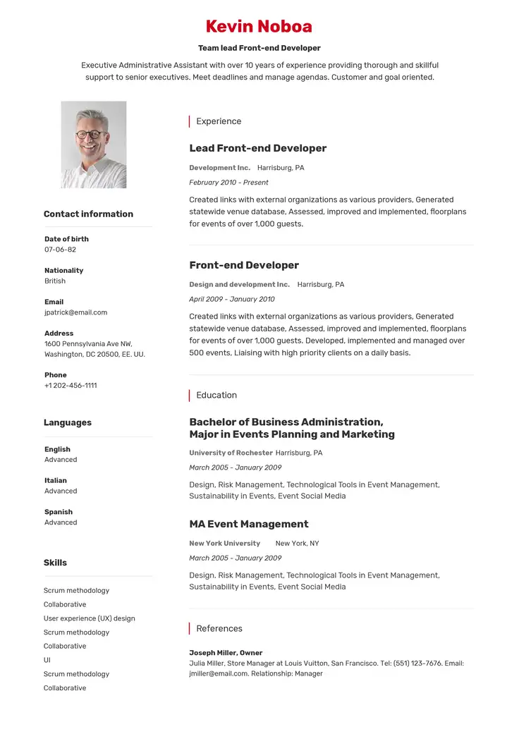 CV template Johannesburg