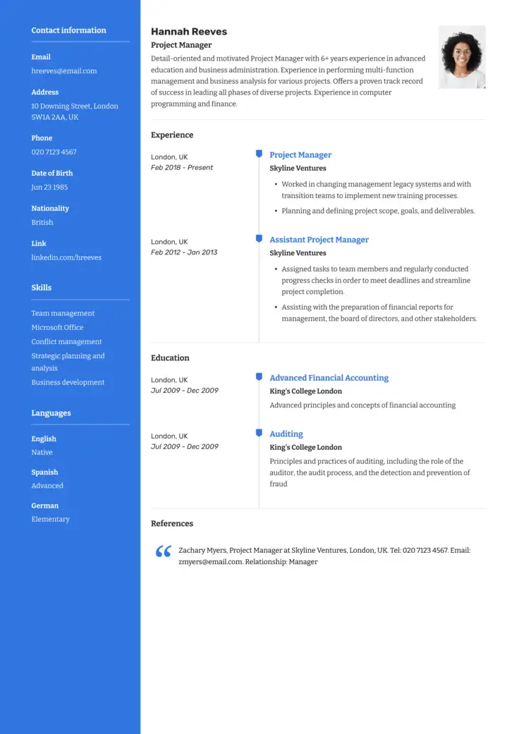 CV template New York