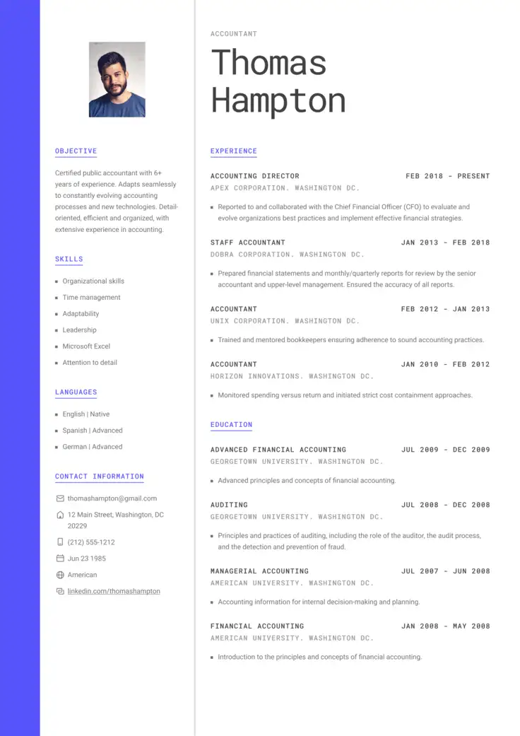 CV template Stockholm