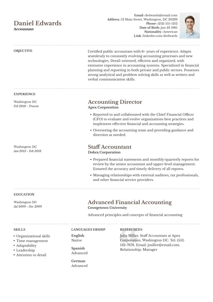 CV template Toronto