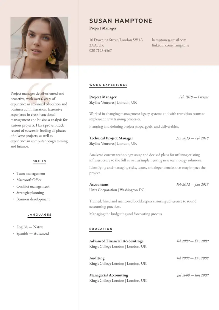 CV template Vienna