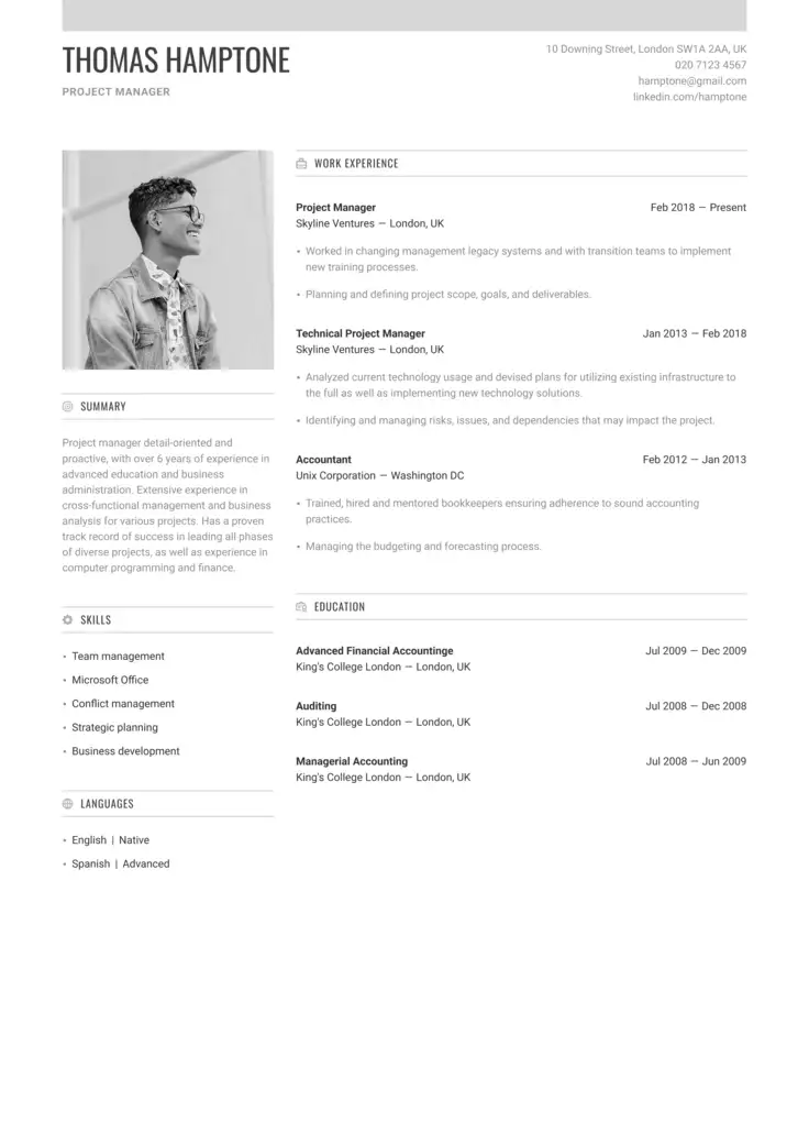CV template Zurich