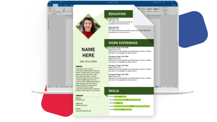 green cube resume word template
