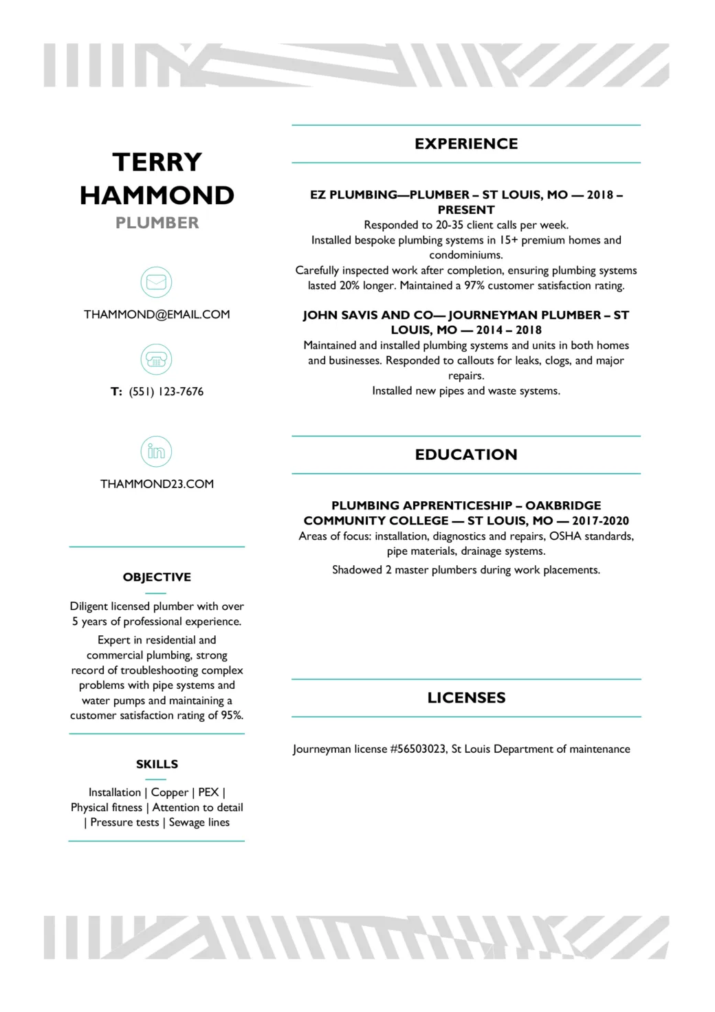 Free Plumber Resume Example to Download [+ Guide & Tips]