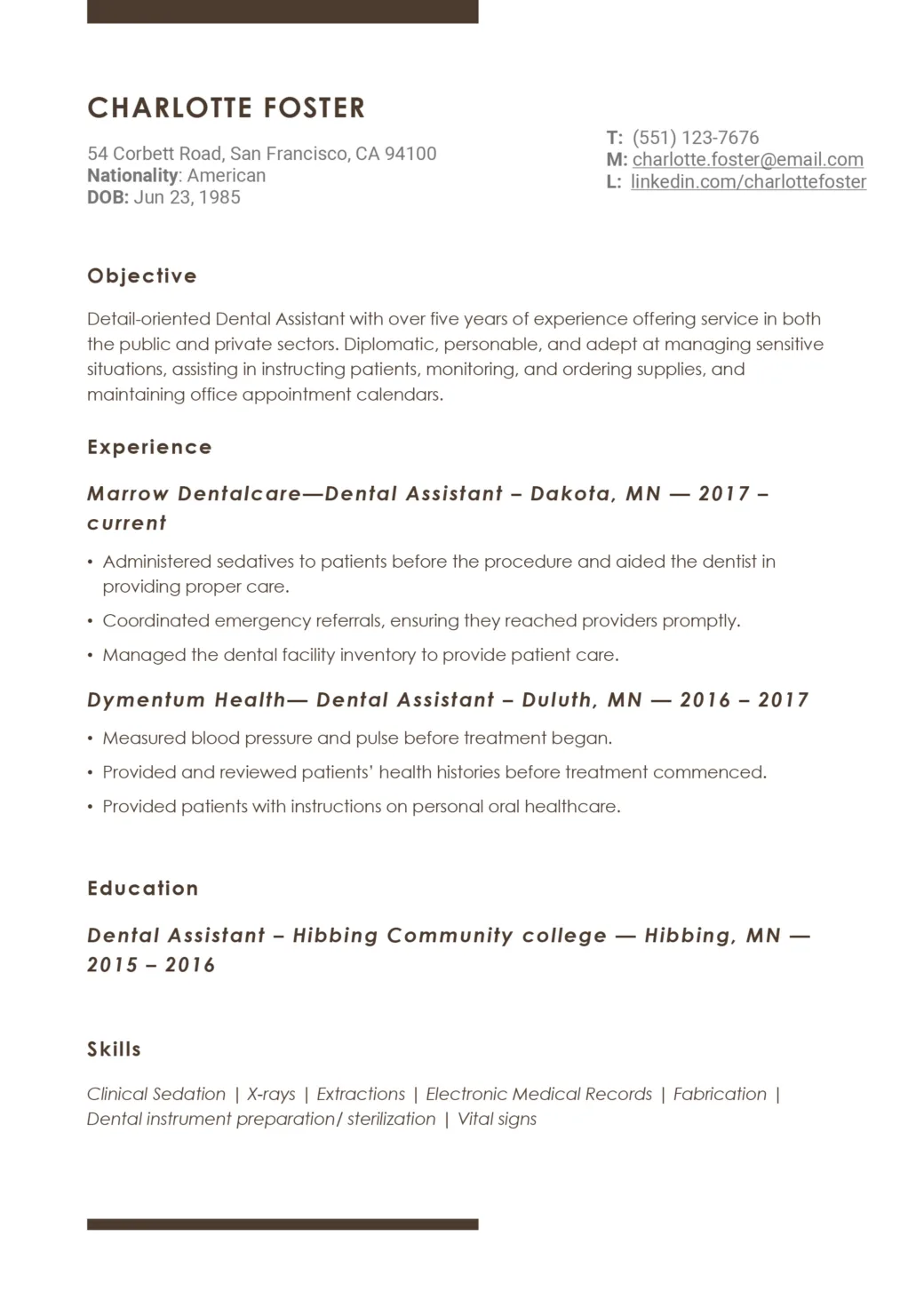 Dental Assistant Resume Sample [+ Free Template & Guide]