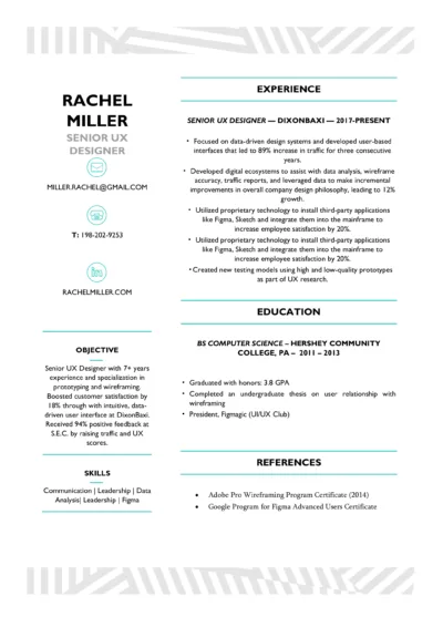 UX designer resume example to download in word