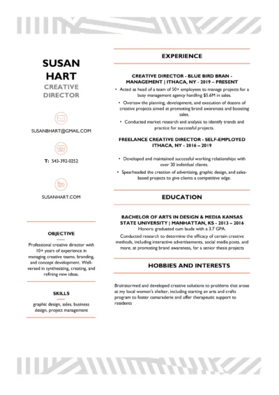 Creative Director Resume Example to download