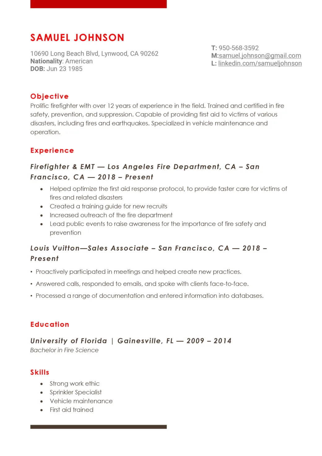 Firefighter Resume Example Template - Firefighter Example Free Download 1040x1472.webp