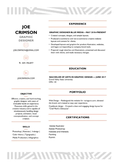 Graphic Designer Resume Example to download