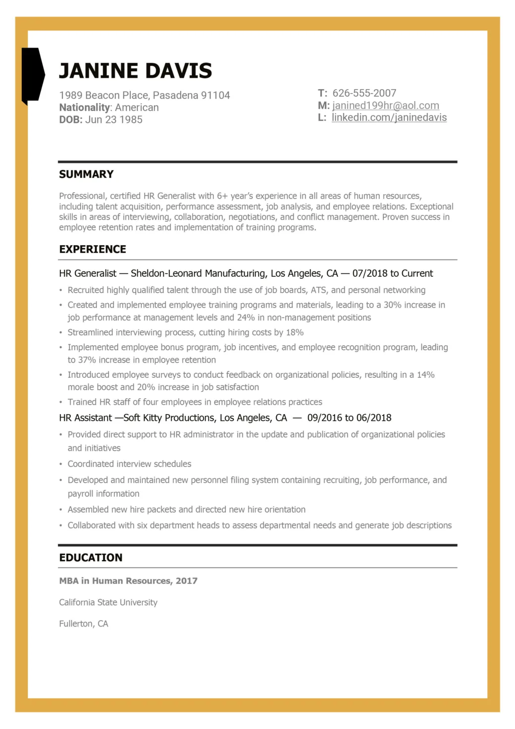 HR Generalist Resume Free Template To Download   HR Generalist Example Free Download 1040x1472.webp