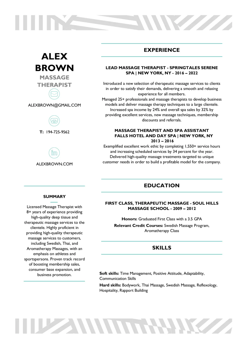 Massage Therapist Resume [+ Sample for Download]