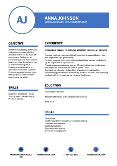 Medical Assistant Resume Example to download