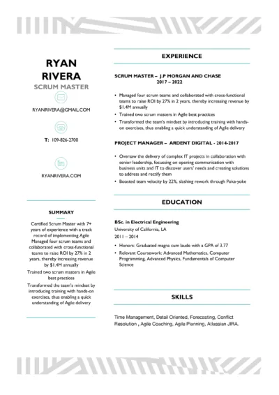 Scrum Master Resume Example to download