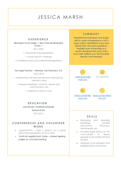 Judge Resume Example to download in Word