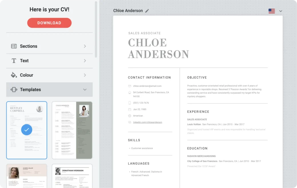 resume builder tool free online