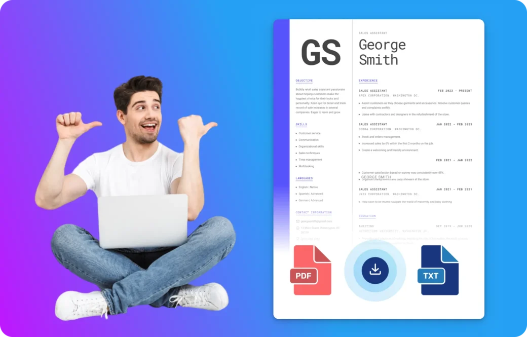 Download AI generated resume